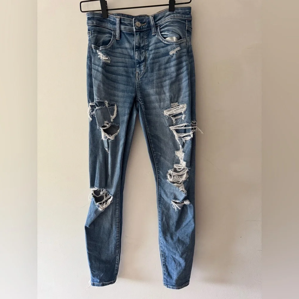 American Eagle Next Level‎ Stress Distressed Super Hi Rise Jeggings